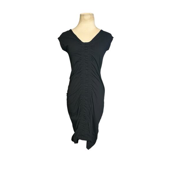 FP Beach black cap sleeves ruched mini dress size Medium - Picture 9 of 15